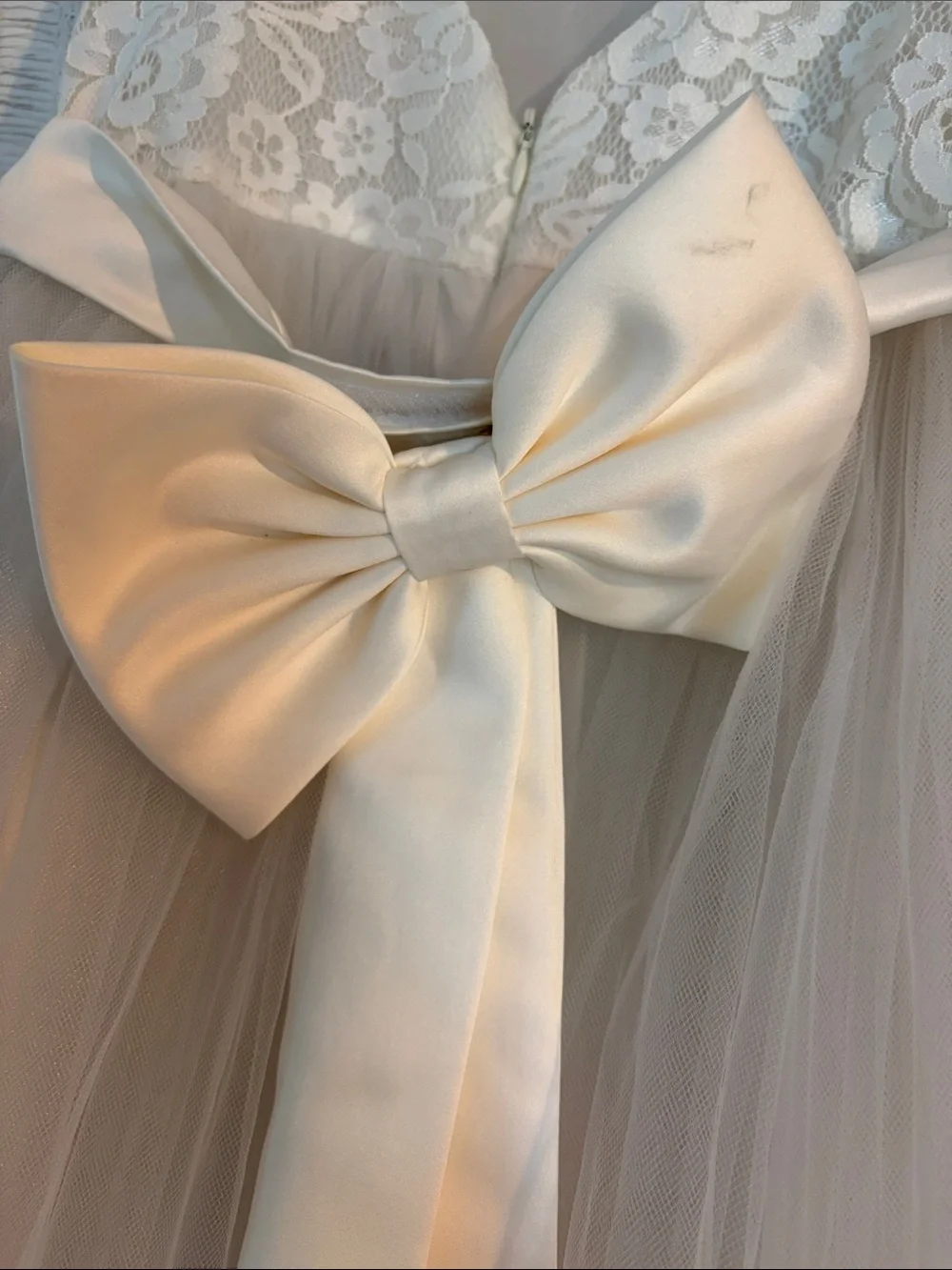 Ivory Flower Girl Dress - Size 14 tulle and lace